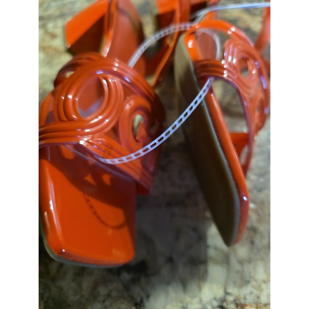 GBG  Los Angeles Bright Orange Block Heel Sandals Size 8.5 M. - Picture 14 of 14